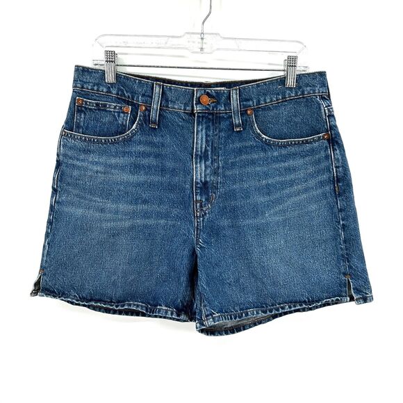 MADEWELL Slouchy Relaxed Fit High Rise Mid Length Blue Denim Shorts Size 28 - Picture 4 of 9